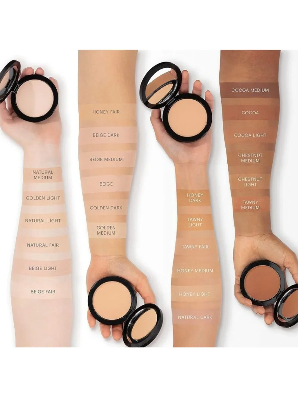 Pressed Base Powder Foundation - Honey Light, Flawless Finish, Lightweight, 0.92